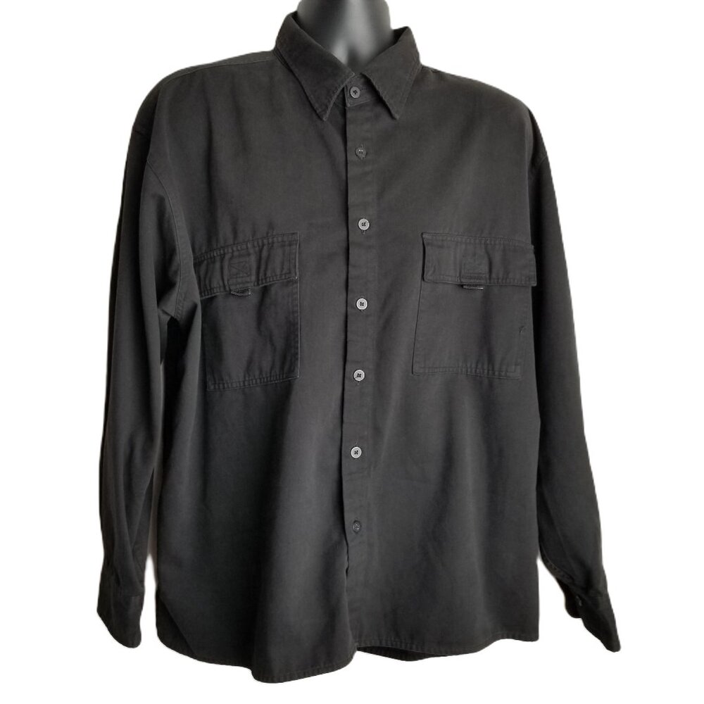 Claudio Nucci Mens Button Up Black Utility Long Sleeve Shirt XXL Workwear
